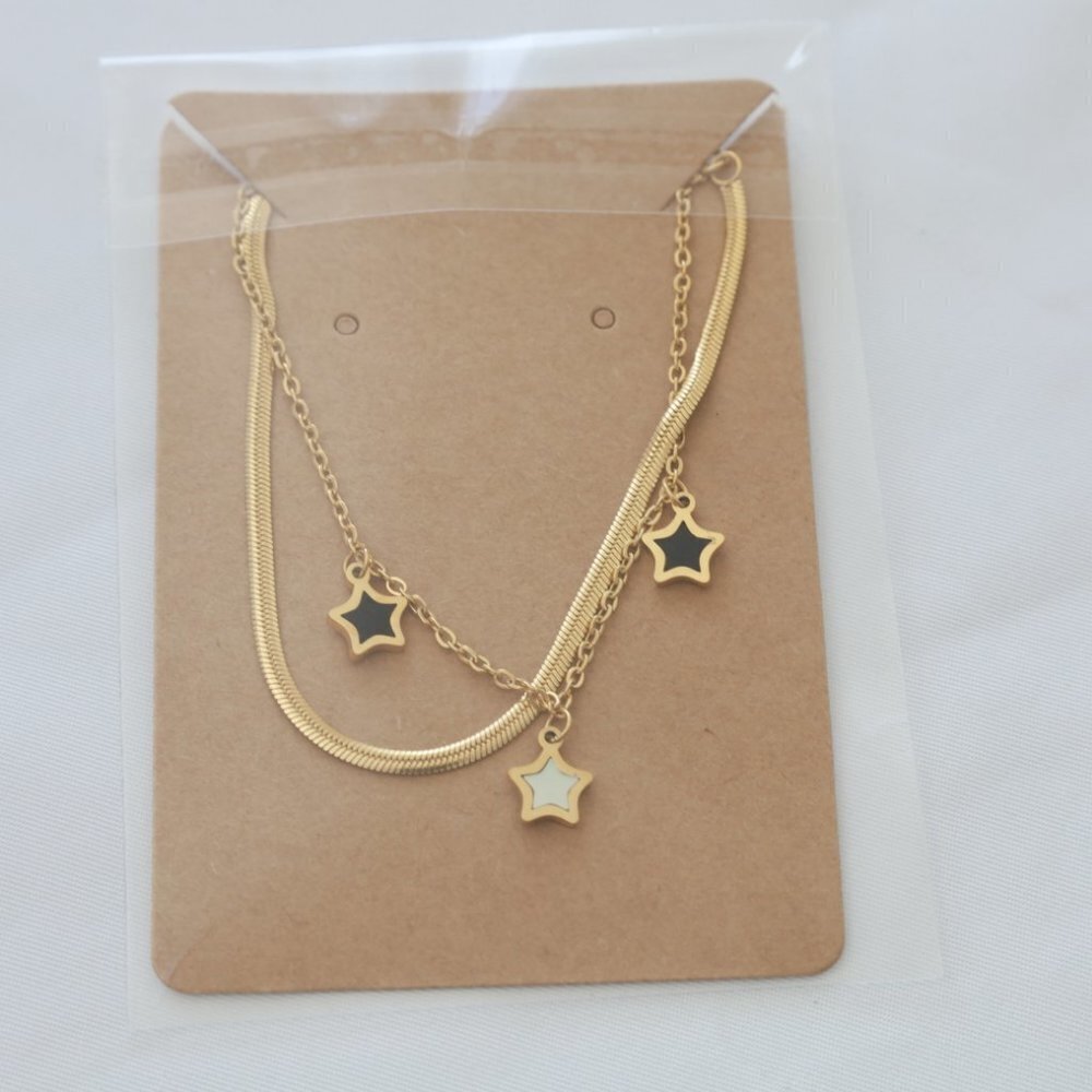 NEW 14K Yellow Gold Lucky Star Layered Luxury Bracelet - Picture 2 of 5
